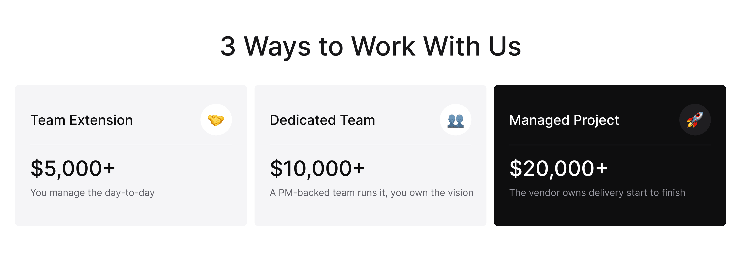 3 ways to work with Incora — Team Extension, Dedicated Team, Managed Project