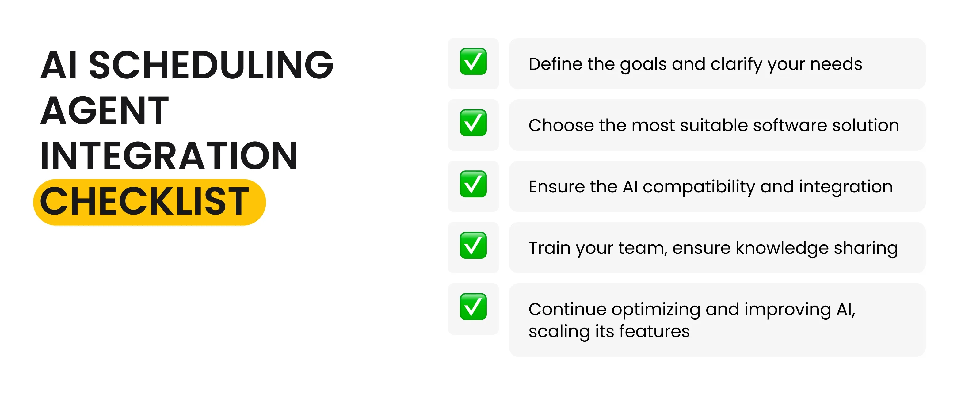 AI Scheduling Agent Integration Checklist