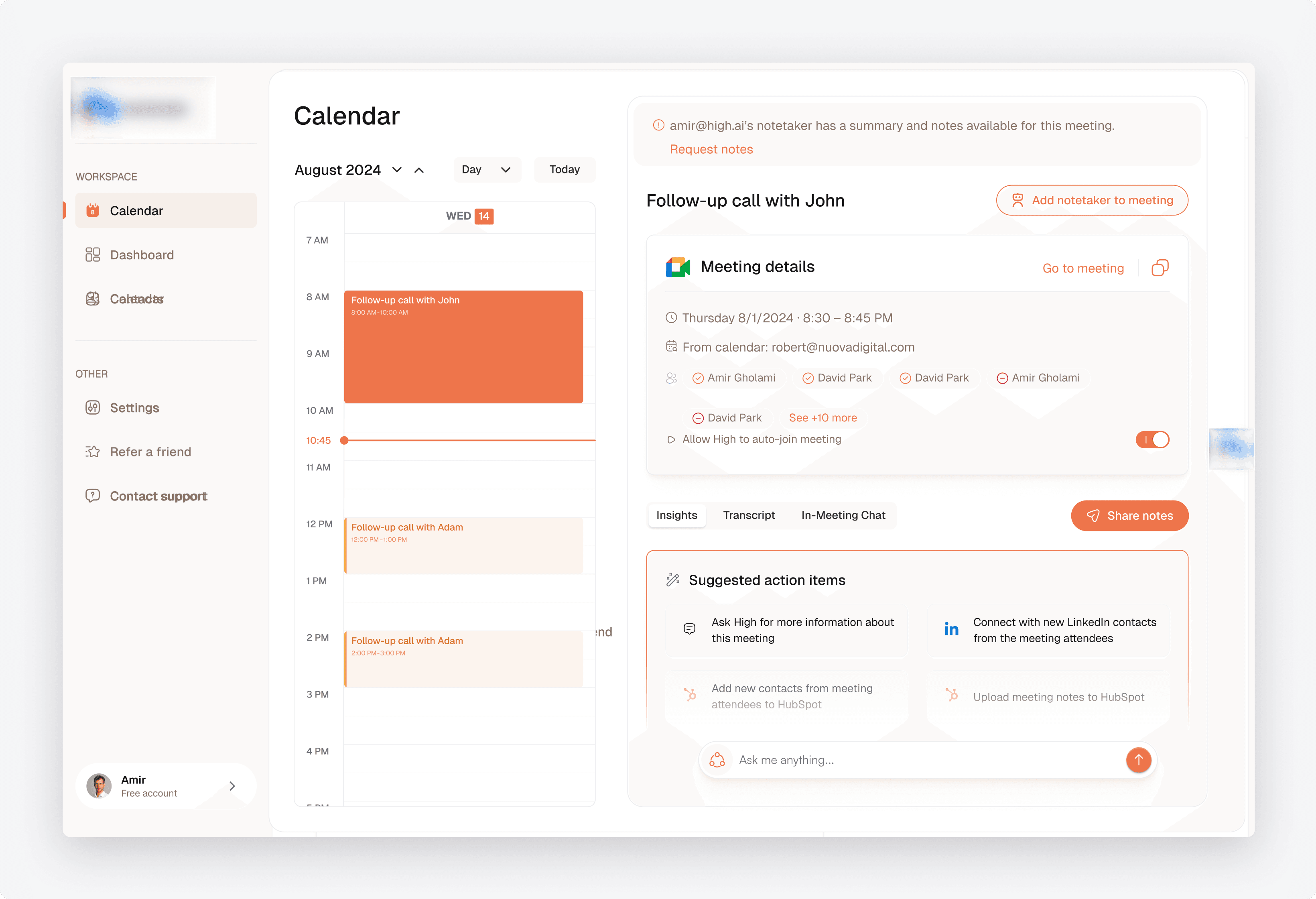Construction Calendar with an AI Notetaker