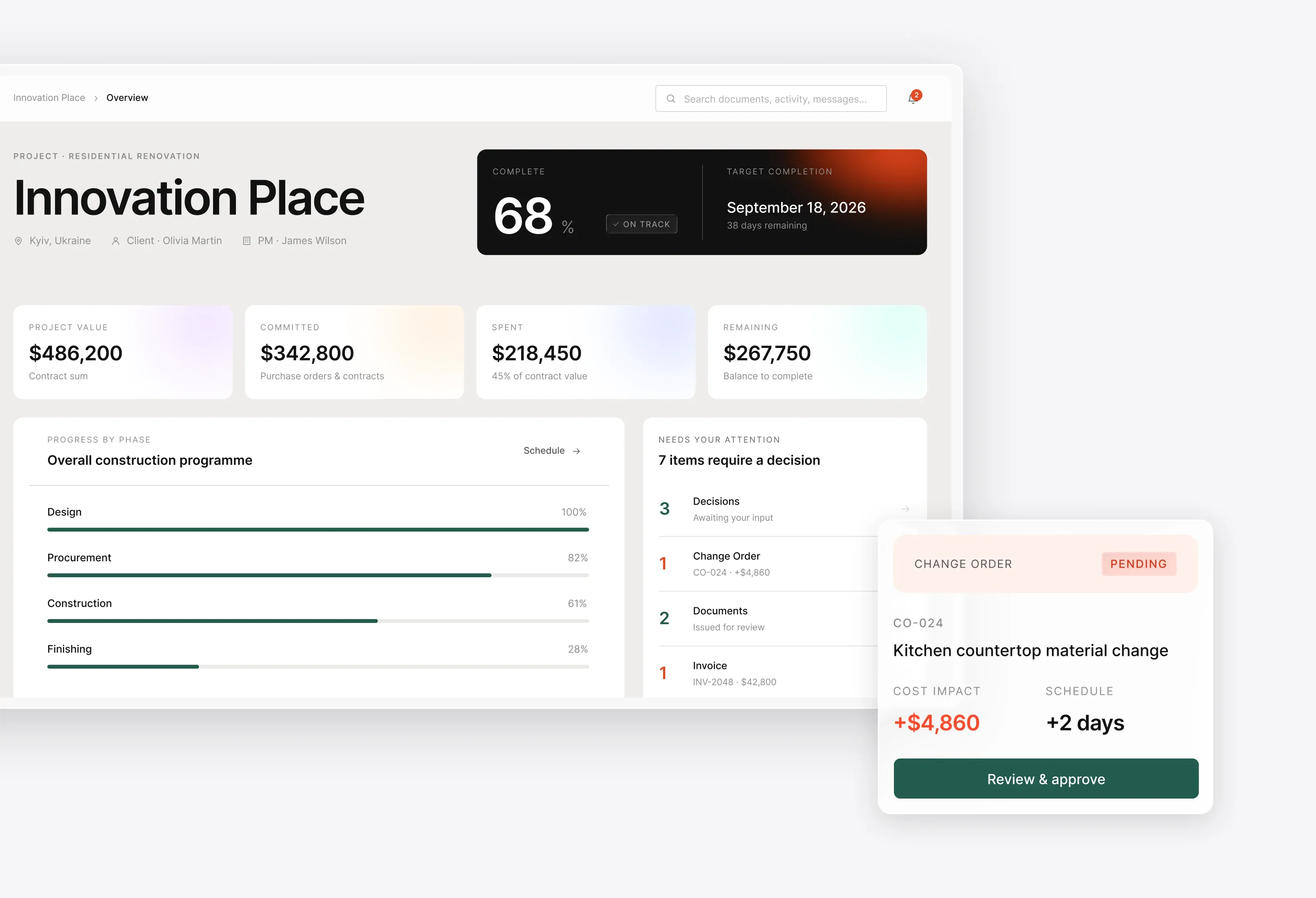 Change Orders & Approvals with Live Cost Impact