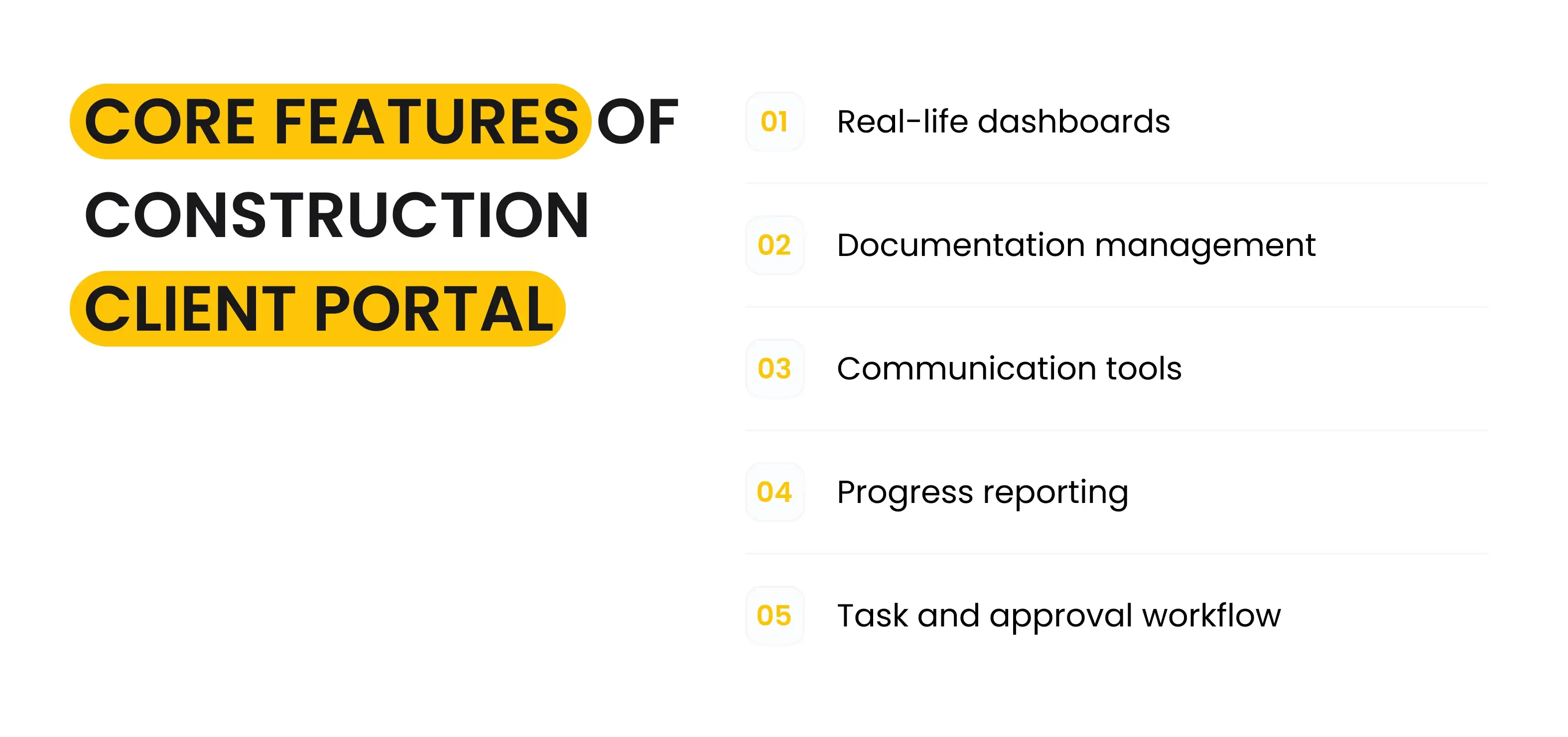 Core Features of Construction Client Portal for Construction