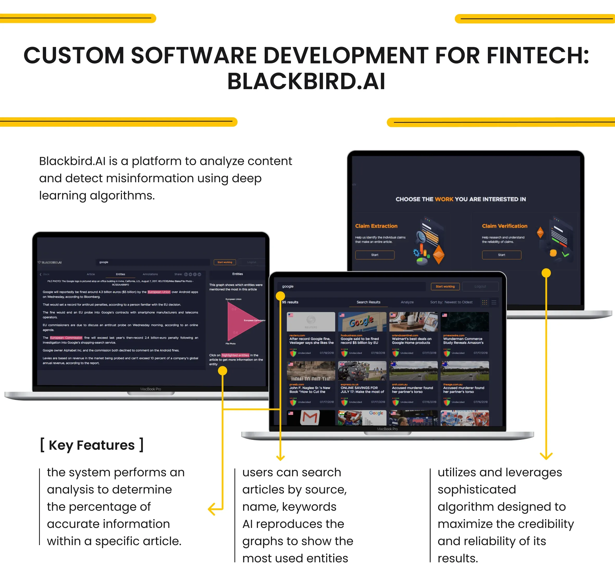 Custom software development for FinTech: BlackBird.ai