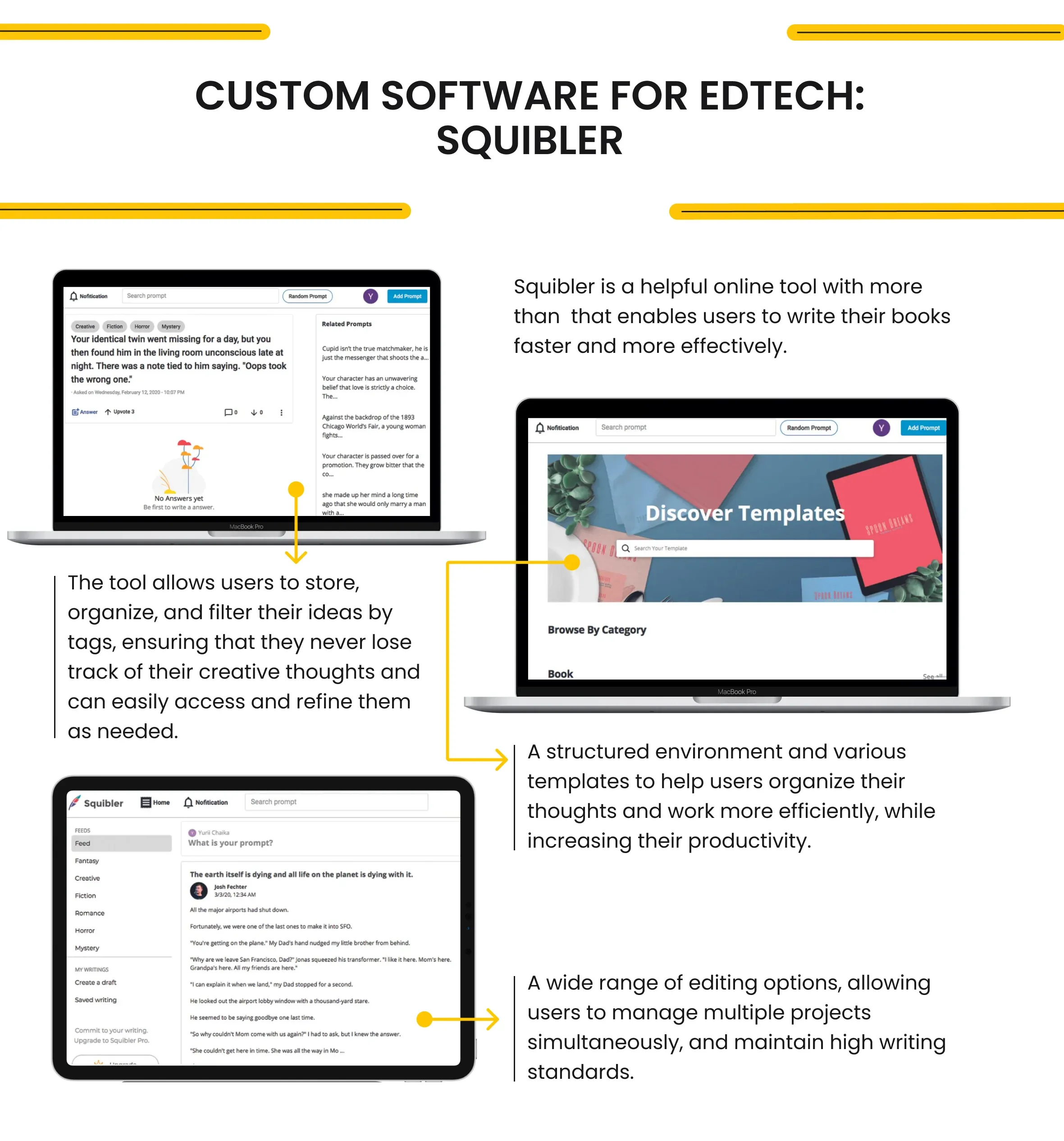 Custom software for EdTech: Squibler