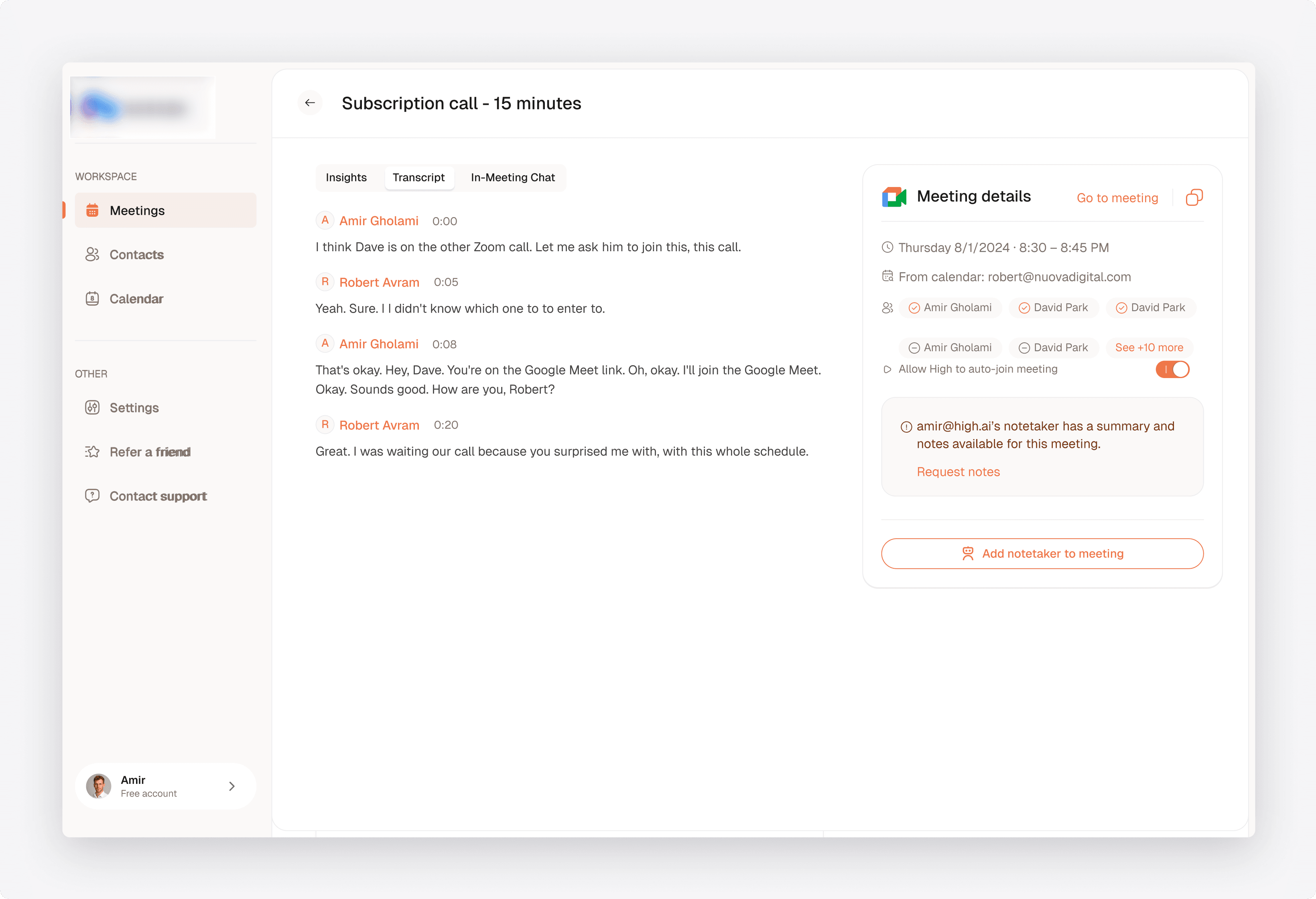 Meetings Workspace with Searchable Records