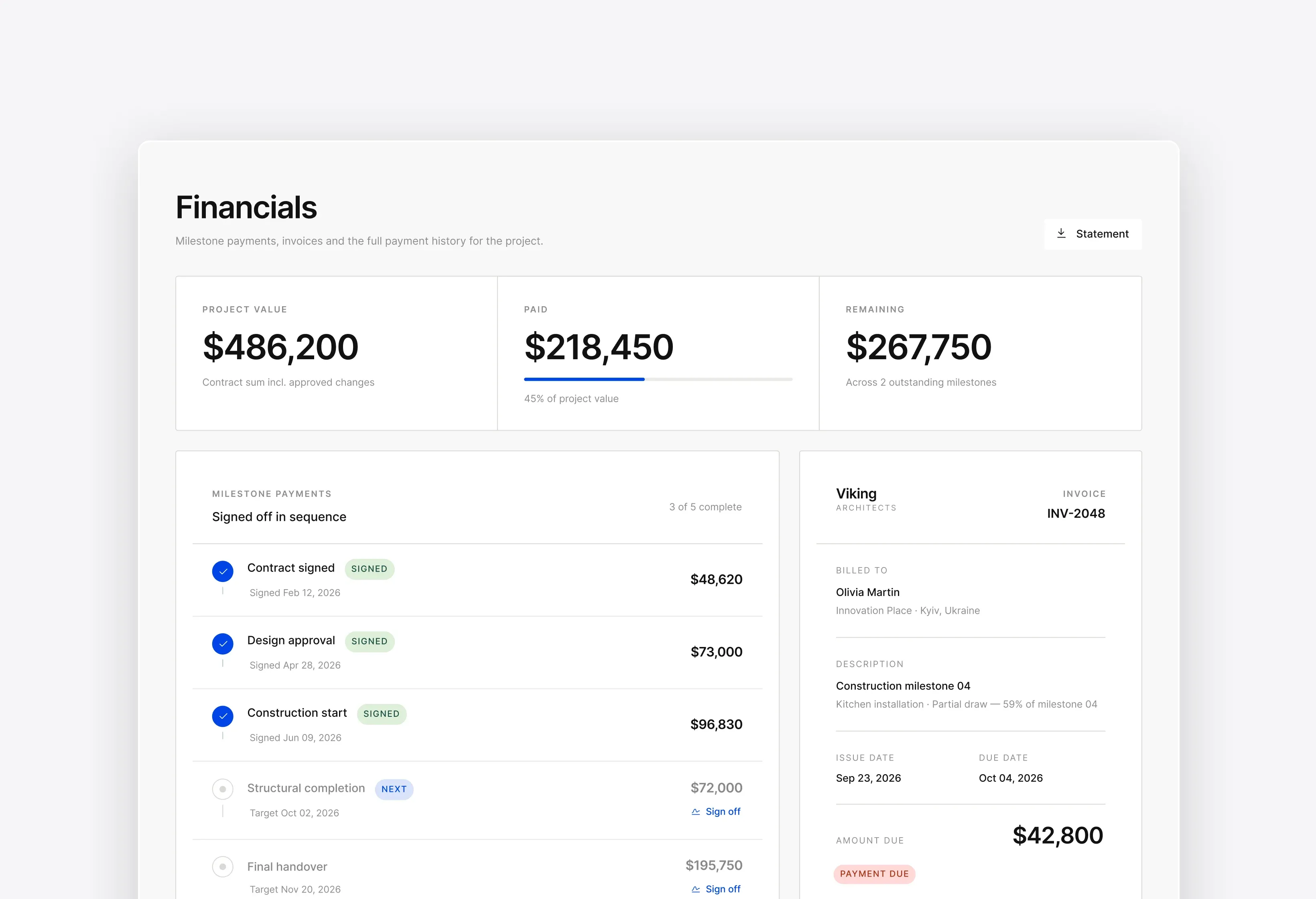 Payments, Invoices & Milestone Sign-Off